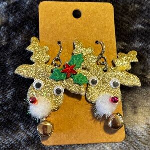Festive Reindeer Earrings for Kids